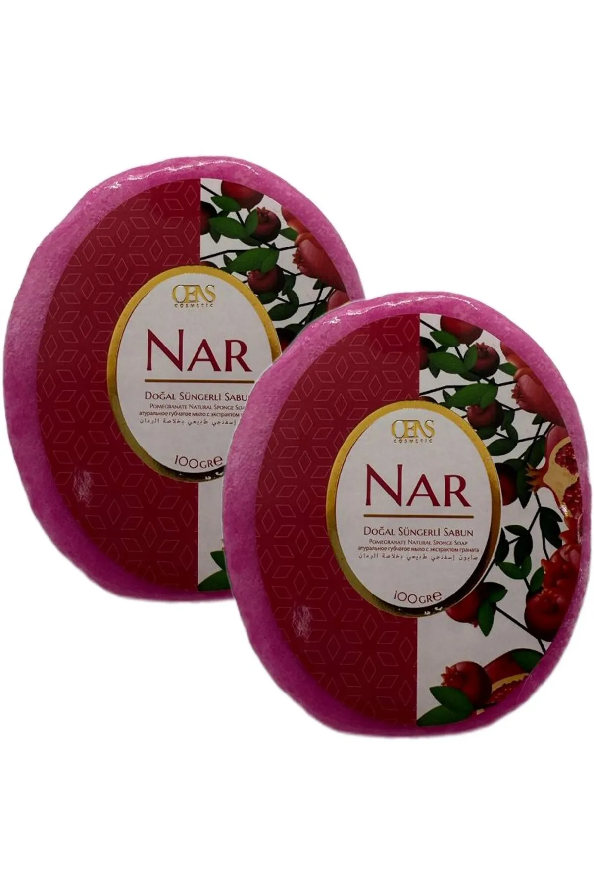 OENS COSMETİC %100 Doğal Süngerli Nar Sabunu 2'li Avantaj Paketi